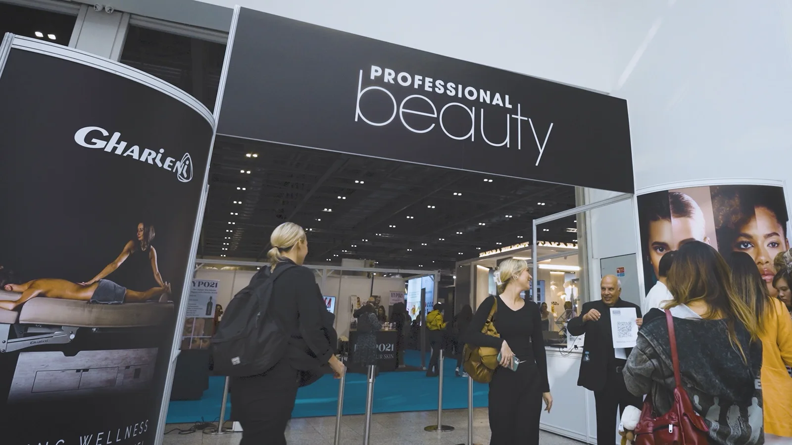 Visitors at the Professional Beauty exhibition