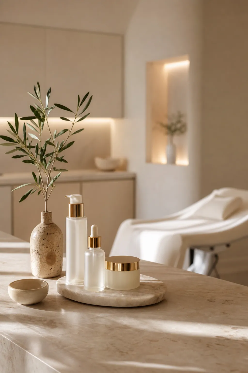 Warm minimalist aesthetic clinic interior